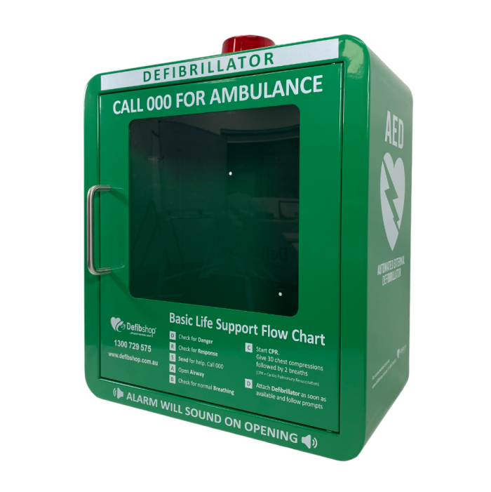Defibshop Green Indoor Wall-mounted AED Cabinet with Alarm & Strobe Light (Cabinet-DFS-Green)